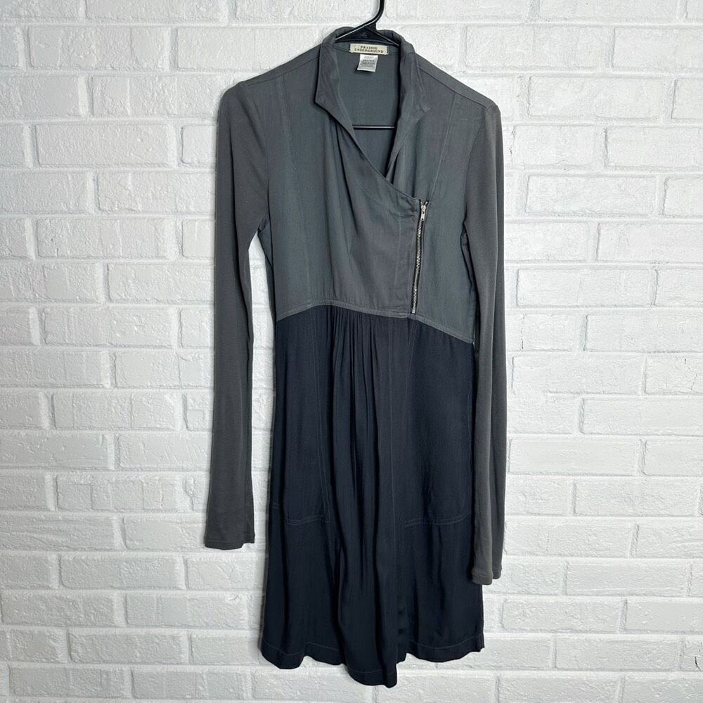 Prairie Underground Gray Dress Organic Cotton Wrap Zipper size XS‎